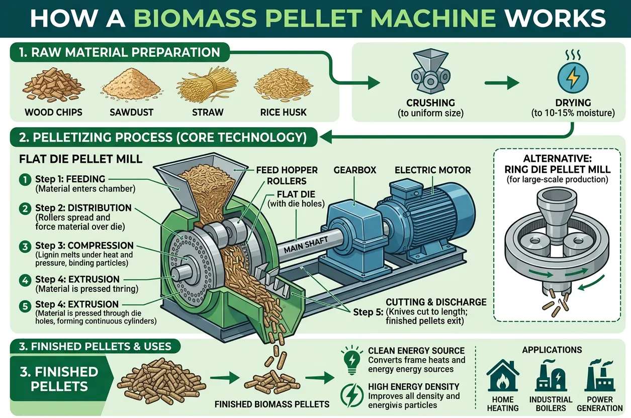 HOW A BIOMASS PELLET MACHINE WORKS
